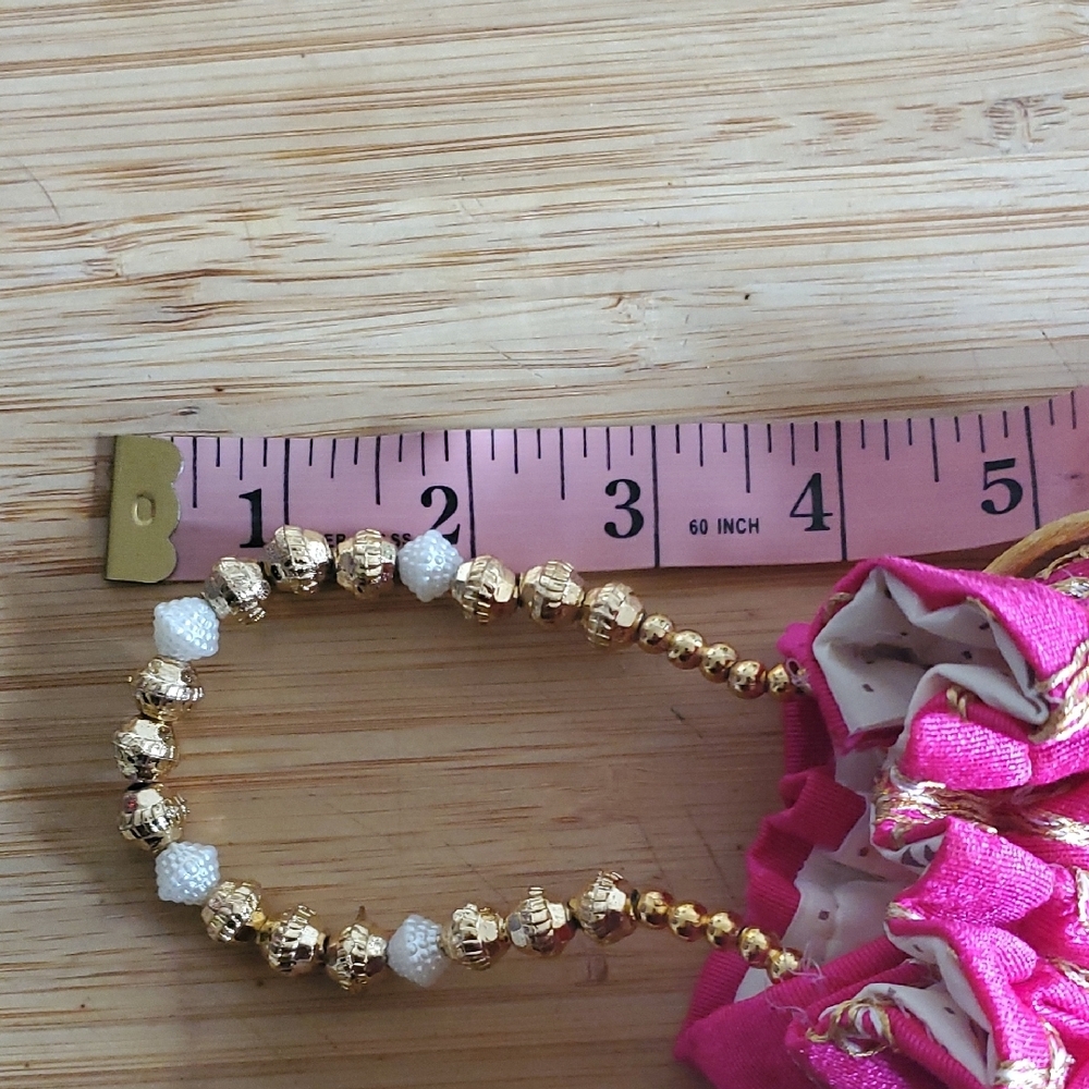 Pink Embroidered Drawstring Wristlet Bag - Picture 4 of 7